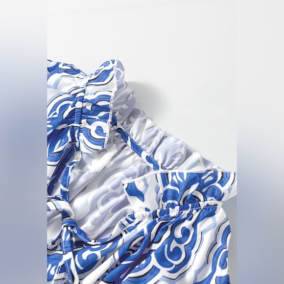 Ashleigh Blue Vintage Floral Print Wide
Ruffled Sleeve Dress Bohemian Mini - Picture 13 of 15